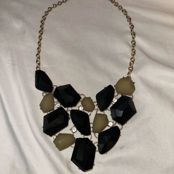 Black and Brown Stone Statement Piece Necklace - Picture 2 of 5